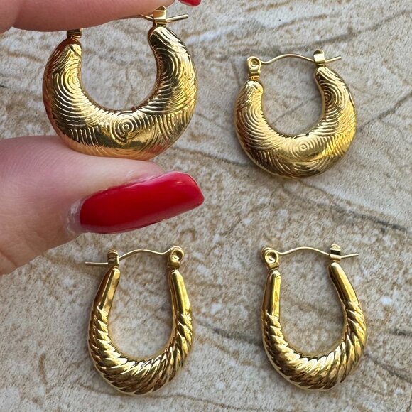 Fashion Gold Earrings Jewelry Pack of 2 - Picture 1 of 5